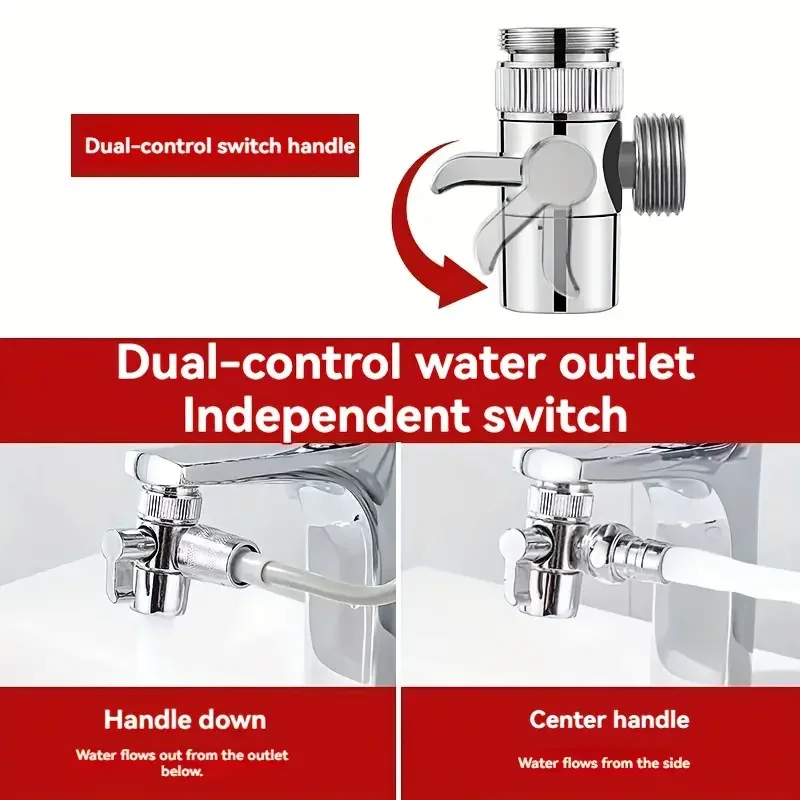 3-Way Faucet Diverter - Durable Zinc Alloy, Easy Flow Control, Silvery Finish - Perfect for Sink Upgrades & Gifts