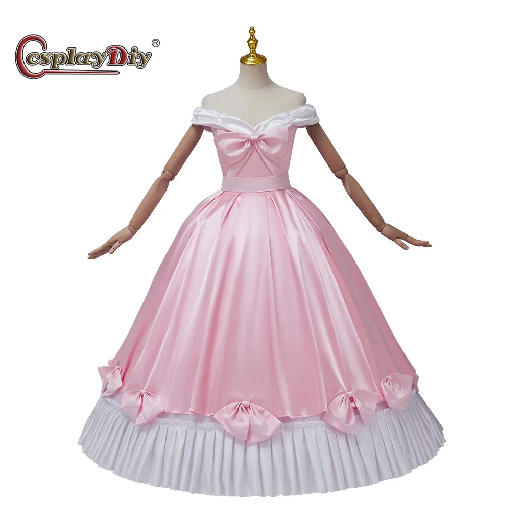 

Cosplaydiy мультфильм принцесса косплей розовое платье Принцесса III A твист во время бальное платье принцессы плечи платья костюмы