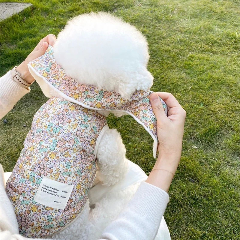 Thickened Floral Pet Cotton Coat Puppy Teddy Dog Maltese Dog Clothes
