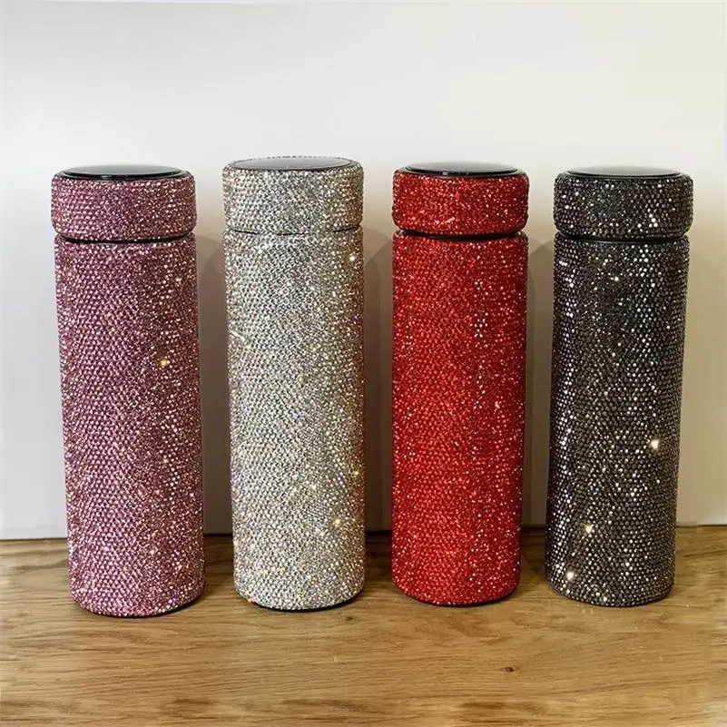 

500ML LED Temperature Display Diamond Thermos Coffee Mug Drinking Water Bottle Stainless Steel 304 Vacuum Flask Tea Coffee Mug