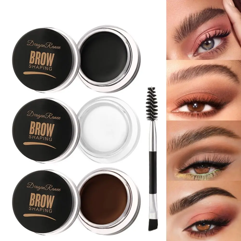 

Brow Pomade Set with Dual-ended Brush Long Lasting Rich Pigment Water Resistant Natural Finish Easy Application Eyebrow Cream