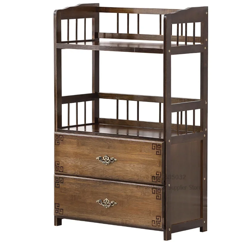 Natural Bamboo Sofa Side Table, Compact Tea Cabinet, Small Coffee Table, Versatile Tea Rack, Phone Corner Shelf