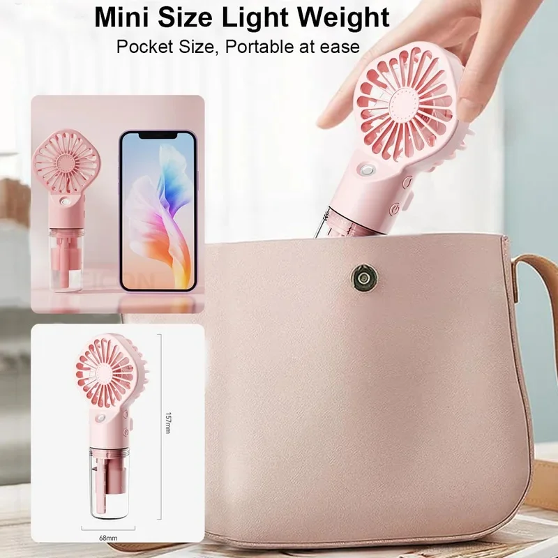 Compact USB Rechargeable Mist & Water Spray Handheld Fan