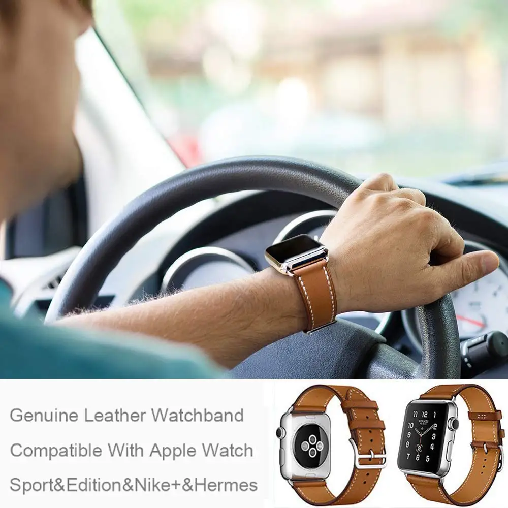 Single tour for Apple watch band 44mm 40mm 45mm 41mm 49mm 42mm Genuine Leather bracelet iWatch series 3 4 se 6 7 8 ultra 2 strap