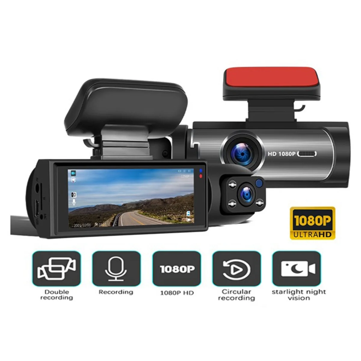 Car Recorder 3MP Car Front+Car+WiFi HD Dual Lens Dual Recording IR Night Vision 3 Meter DV Camera Recorder