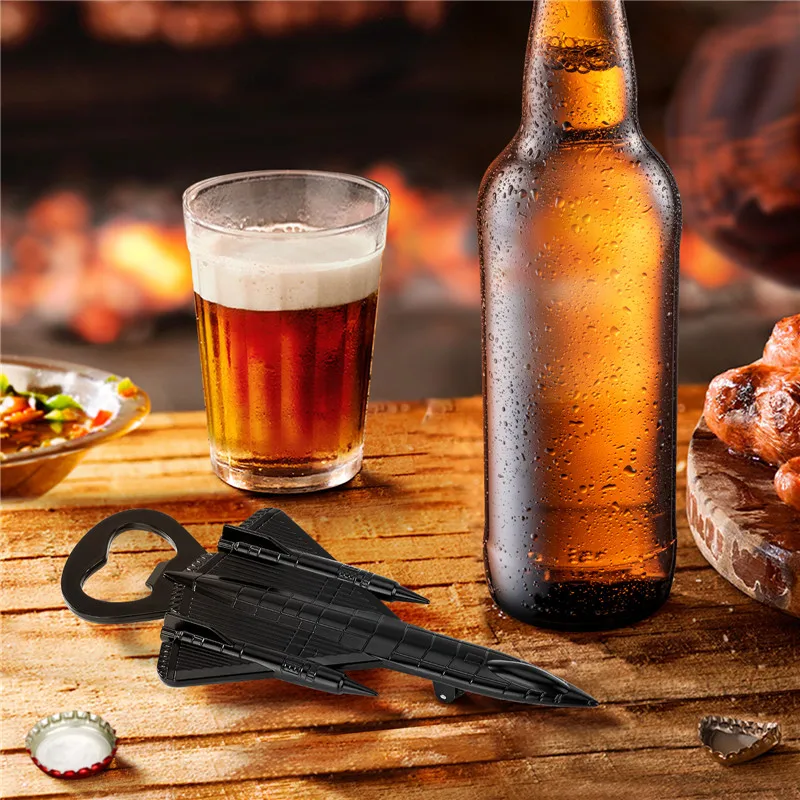 Einzigartiger Flaschenöffner in Kampfflugzeugform, Metall-Bieröffner, Korkenzieher für Küche, Party, Club, Hochzeit, Geschenkset, Bar-Zubehör – Detail 4
