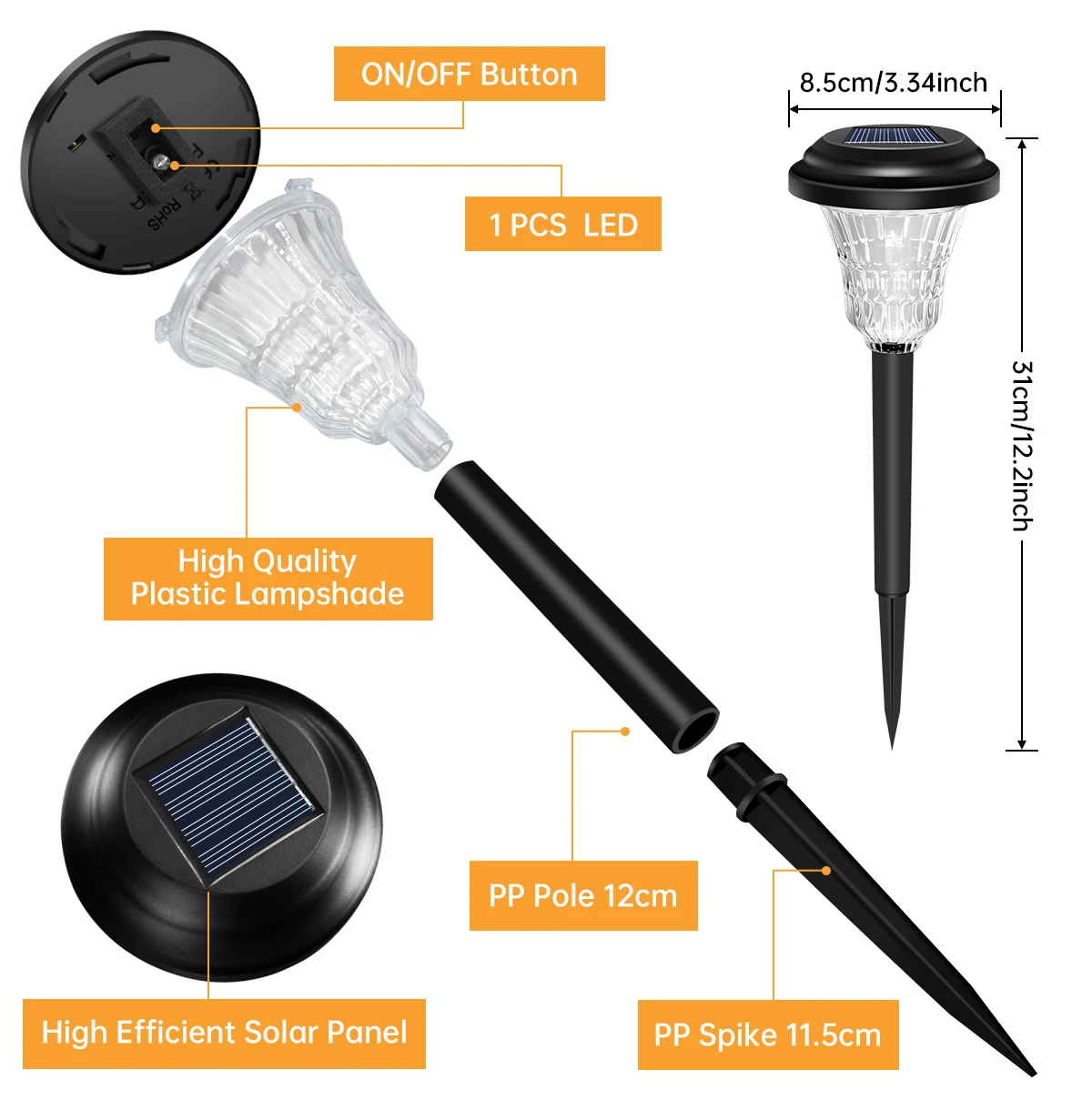 Solar Pathway Lights Outdoor Waterproof 12Pack Solar Garden Lights Auto On/Off LED Outdoor Solar Lawn Lights for Outside Pathway