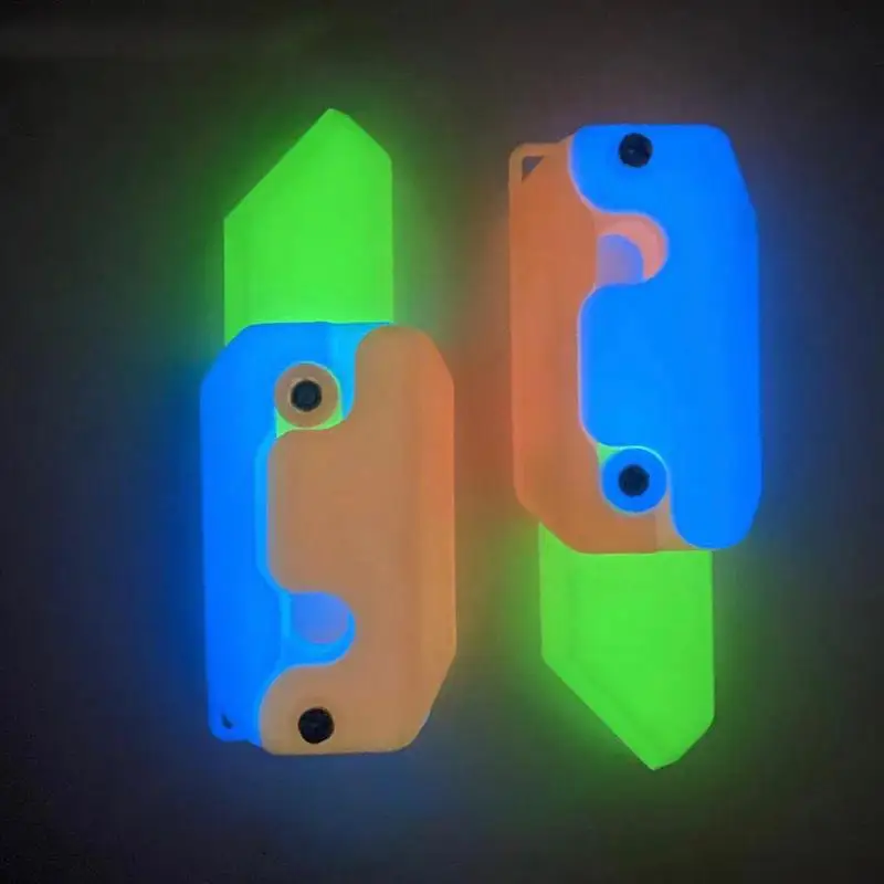 Luminous 3D Printing Gravity Knife Carrot Gravitys Knife Fidget Toys Children Decompressions Push Card Toy Plastic Carrot