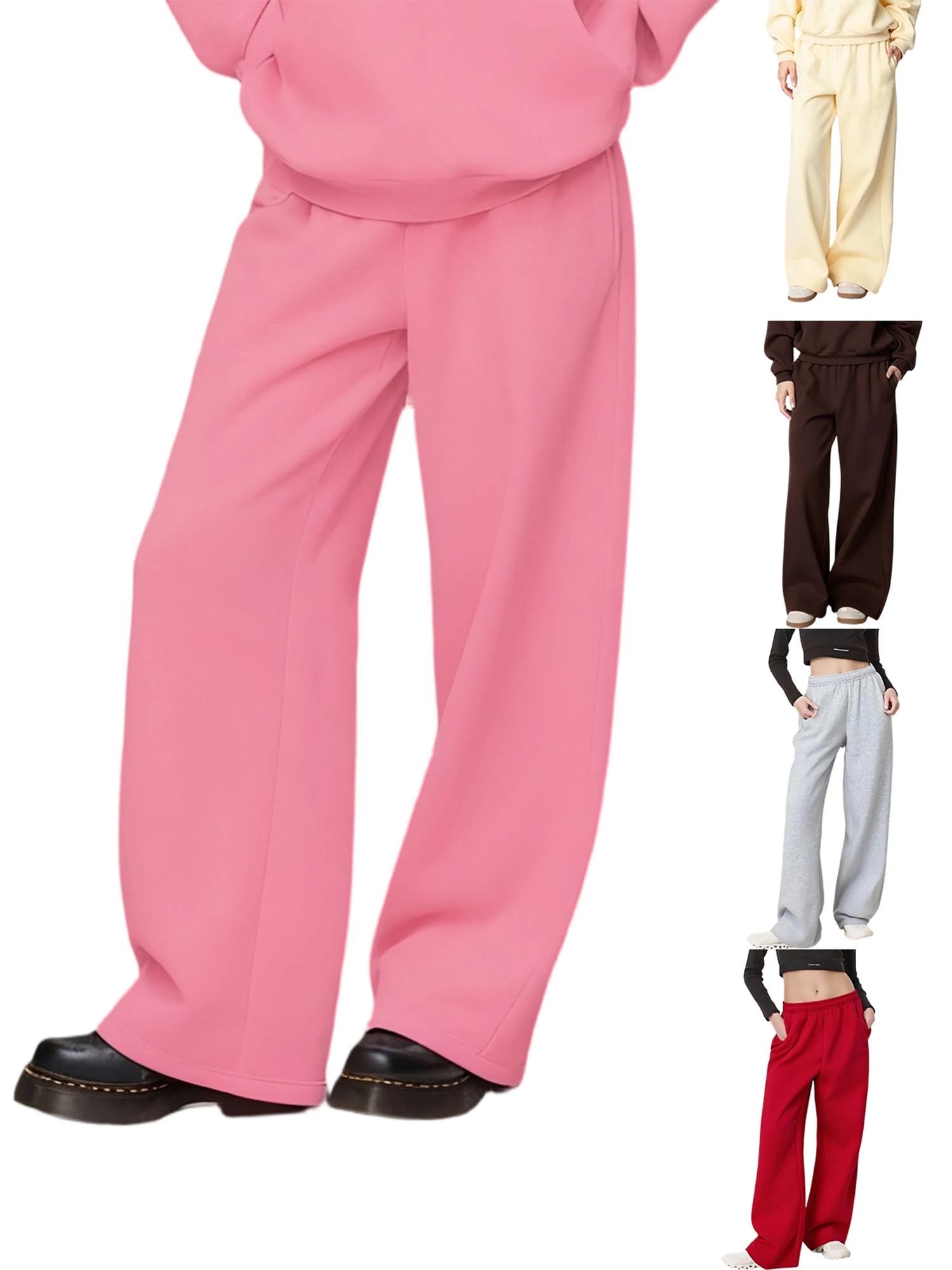 Women s High Waisted Jogger Sweatpants with Drawstring Waistband and Side Pockets for Casual Lounge Wear