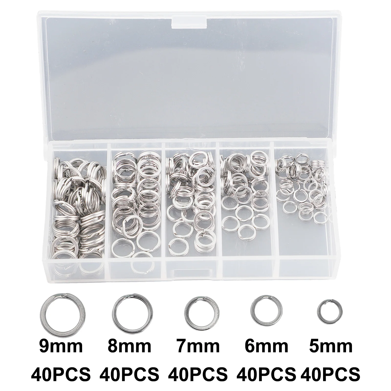 

200Pcs Lure Solid Ring Stainless Steel Fishing Split Rings Loop For Blank Crank Bait Connectors Tackle Tool Kit