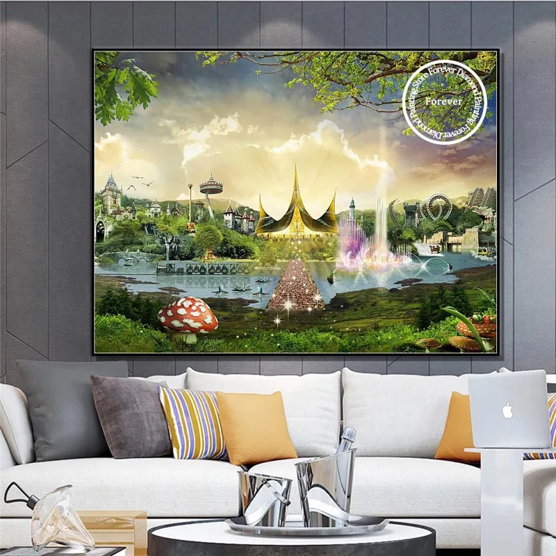 Netherlands Efteling Park Diamond Painting Fantasy Children's Paradise Landscape Cross Stitch Mosaic Picture Craft for Home Decor 5D diamond painting,diamond art painting kit,diamond painting set