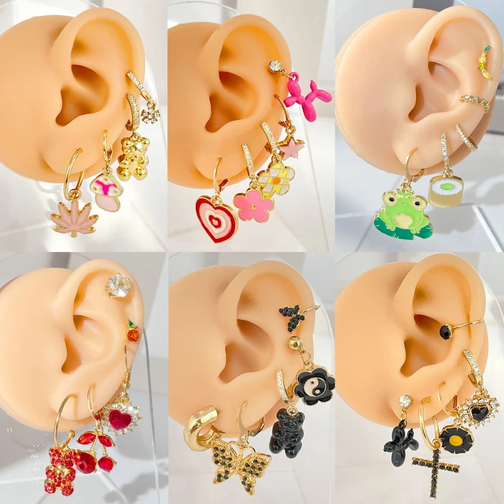 Y2K Candy Color Enamel Heart Flower CZ Small Hoop Earrings for Women Girls  Cute Balloon Dog Drip Oil Earrings Huggies Jewelry - AliExpress