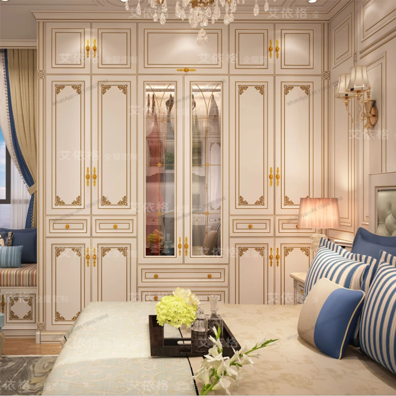 overall cloakroom, European American style, new Chinese style bedroom furniture, wardrobe, whole house lig