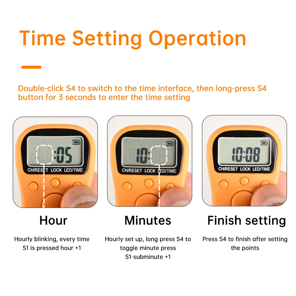 Description Picture 6 of item7 Channel Counters Plastic Shell Hand Finger Display Manual Counting Tally Clicker Color Shell Timer Soccer Golf Counter
