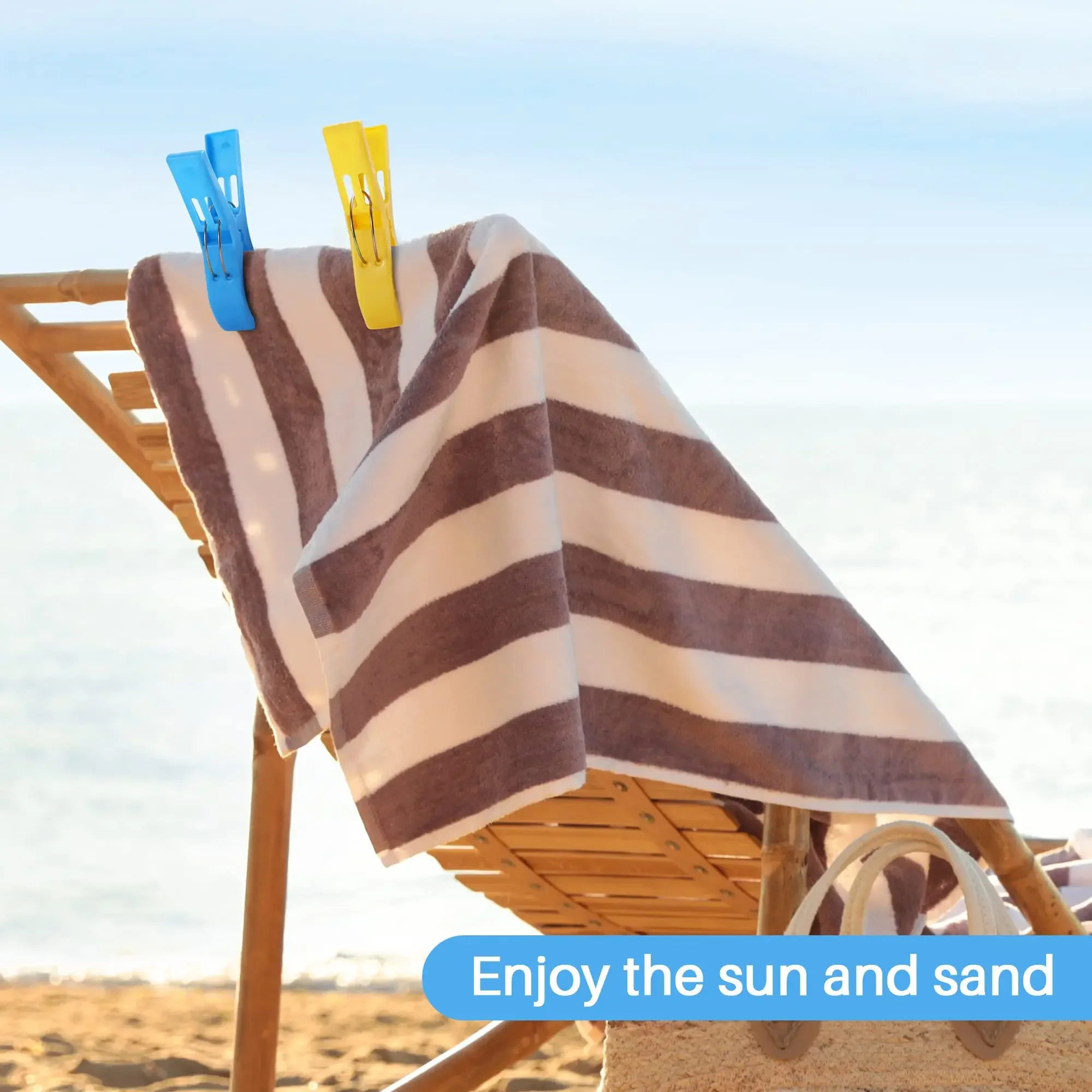 Description Picture 3 of itemBeach Towel Clips Chair Clips Towel Holder,Plastic Clothes Pegs Hanging Clip Clamps, Yellow,blue,green,red