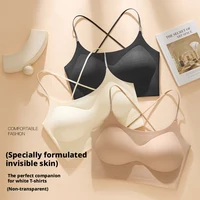 Soft Seamless Wireless Sports Cami Bra Sparkling Shiny Straps Criss Cross Back Padded Stretch Tank Top For Yoga Running Fitness - Image 2