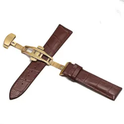 Premium Genuine Leather Watchband with Steel Pin and Butterfly Buckle for 12mm (Brown - G)