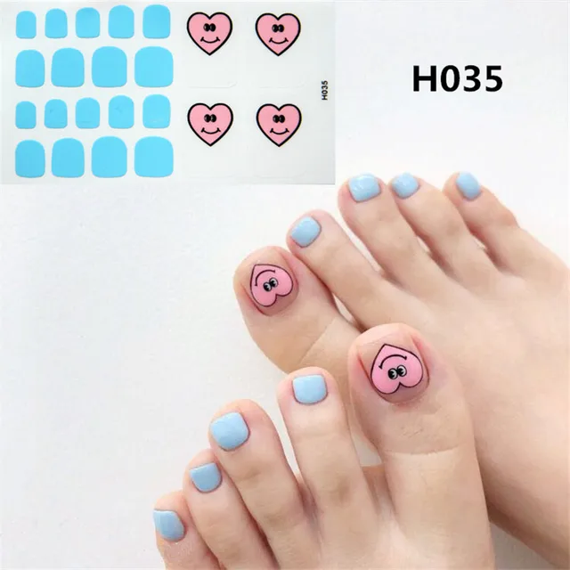 22tips Korea Toe Nail Sticker Wraps Adhesive Decals Toenail Polish Strips DIY Pedicure Foot Decals Manicure Women H035