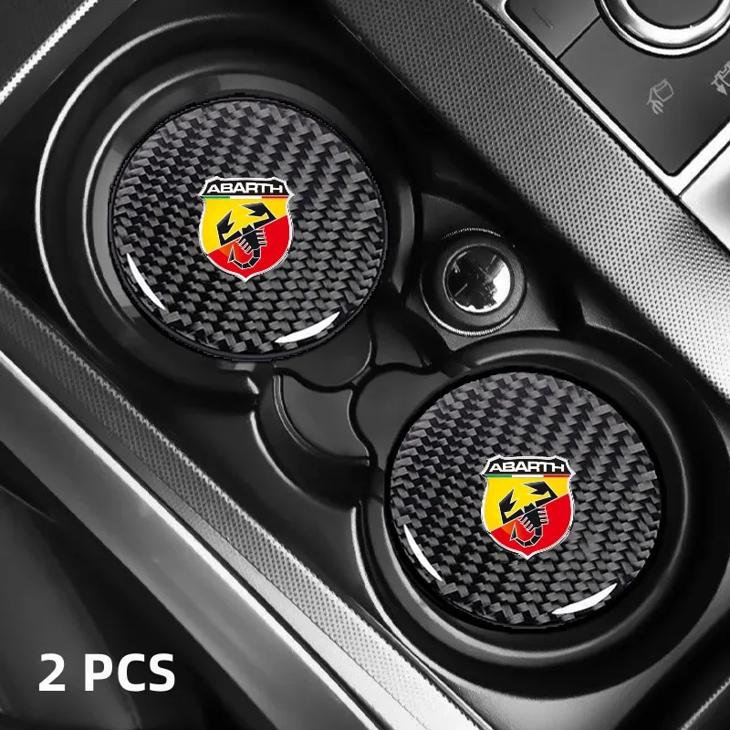 2 Pz In Fibra Di Carbonio Auto Sottobicchiere Tazza Mat Portabottiglie Antiscivolo Per Fiat Abarth 595 Abarth 500 Abarth 124 Spider Accessorio