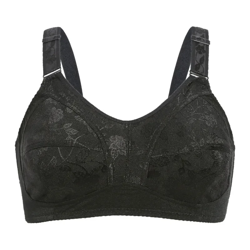 Black Big Women Bras Plus Size Lace Bra For Women Unlined Full Coverage  Thin Wireless Adjusted-straps D Cup Comfort Women'Bras