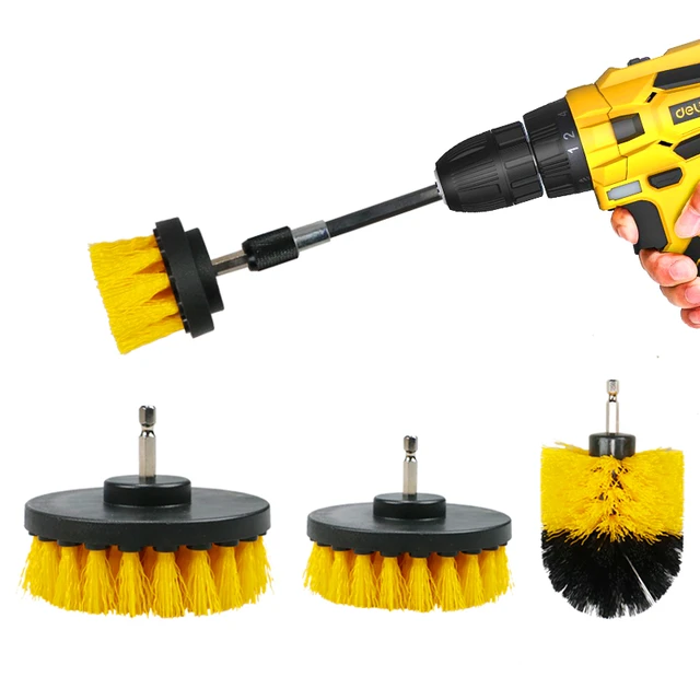 3/4pcs/ Drill Brush Set Power Scrubber Brush Polisher Bathroom Stain  Polishing Kit with Extender Household