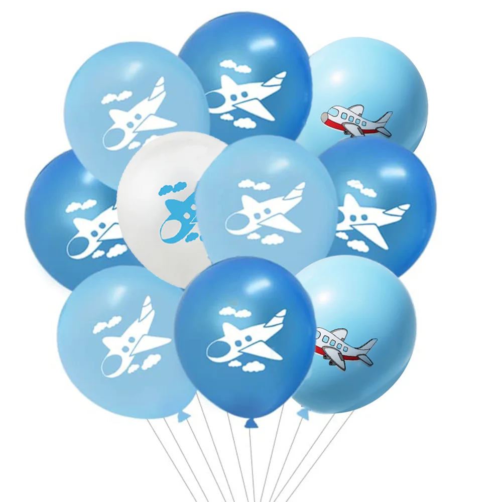 

10 Pieces Airplane 12inch Latex Balloon Time Flies Theme Kids Birthday Baby Shower Wedding Party Decoration Supplies 4 Types