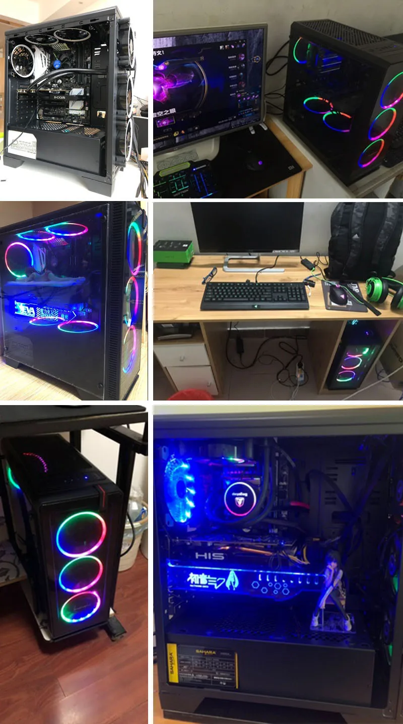 Easy DIY Mid-Tower ATX Computer Case USB3.0 Gaming Gamer Mute Side Transparent Desktop Cases Support M-ATX/ ITX Motherboard