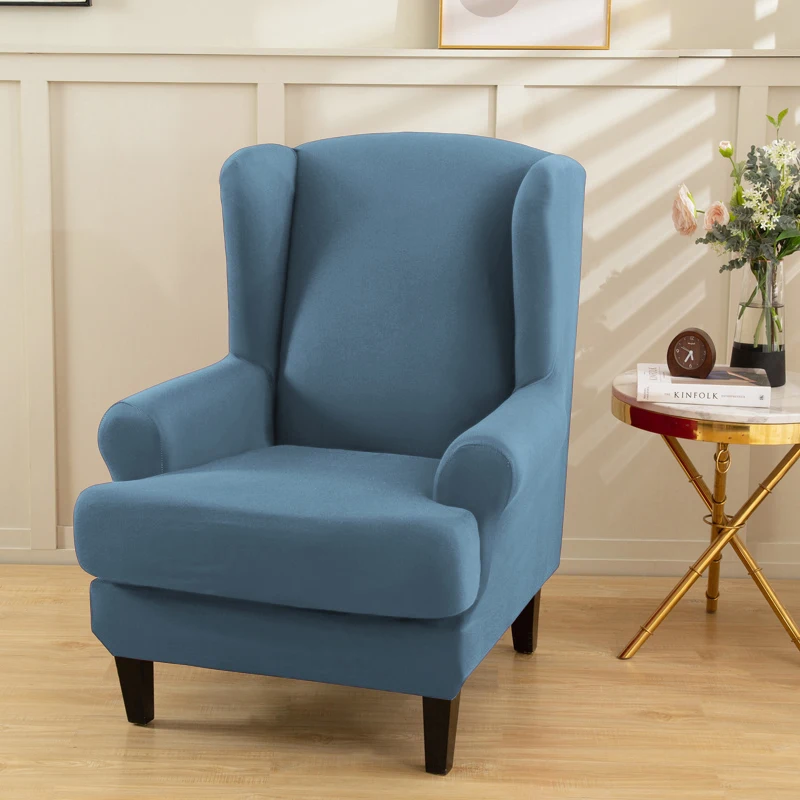 Stretch Wing Chair Cover Elastic Armchair Covers Wingback Sofa Slipcover with Seat Cushion Cover Furniture Protector Case