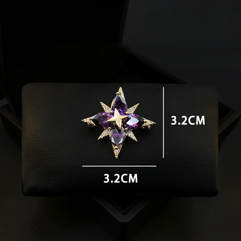 Brooch Asterism Pin Women's Luxury Sexy Jewelry Shiny Suit Accessories Fixed Decoration Anti-Exposure Neckline Buckle Gifts 5262