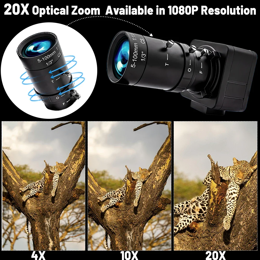 20X Zoom IP Camera 1080P 60FPS 1/2.8" IMX307 CMOS With 5-50mm Varifocal Lens Sup