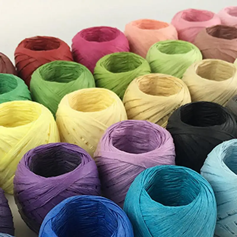 20M Natural Raffia Straw Yarn For Knitting Raffia Ribbon Paper Rope DIY Gift Packaging Scrapbooking Crafts Handmade Supplies 3
