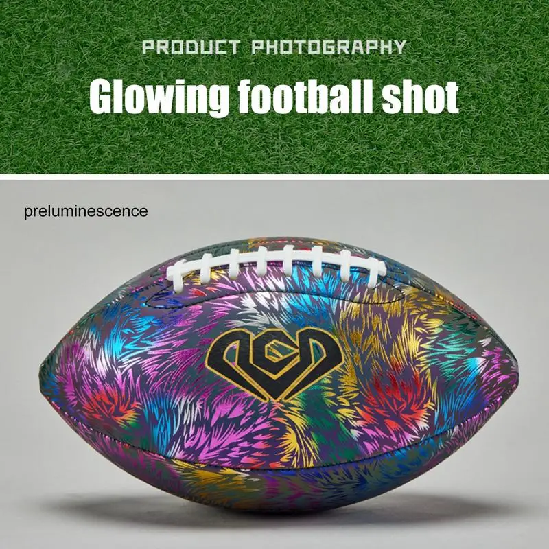 Size 6/9 Training Reflective Rugby Ball Professional Grade Ball Ideal Toss Kick Practice For Youth & Adult Indoor Outdoor Use