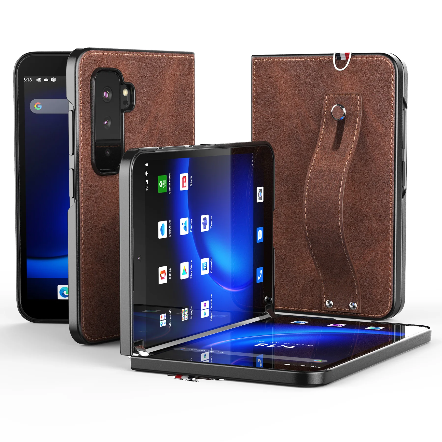 Custodia Per Microsoft Surface Duo 2 Tracolla Sottile In Pelle Protettiva Antiurto Per Surface Duo 2 Con Cintura A Mano