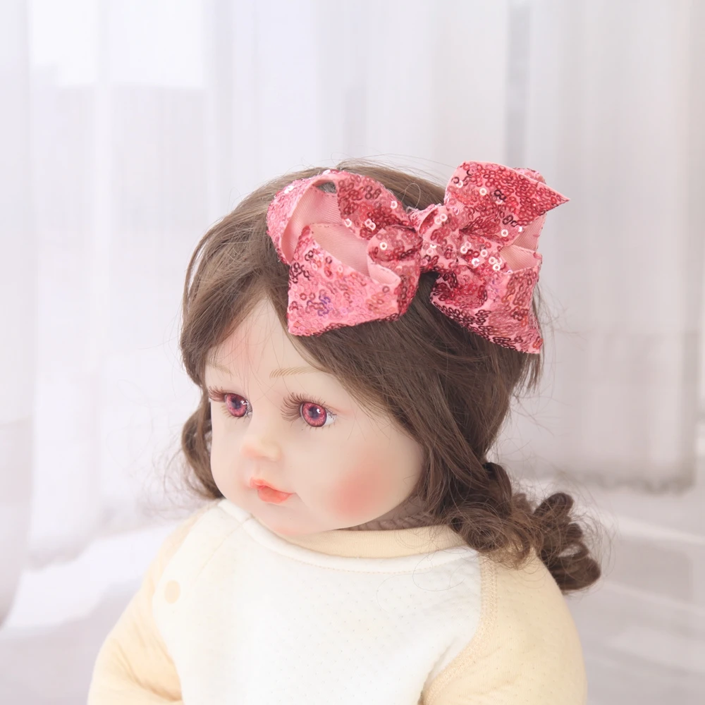 2022 5inch Baby Girl  Sequins Bows Hair Clips Newborn Gift Toddler Soft Bowknot bows Hairpin Barrettes Infant Hair Accessories