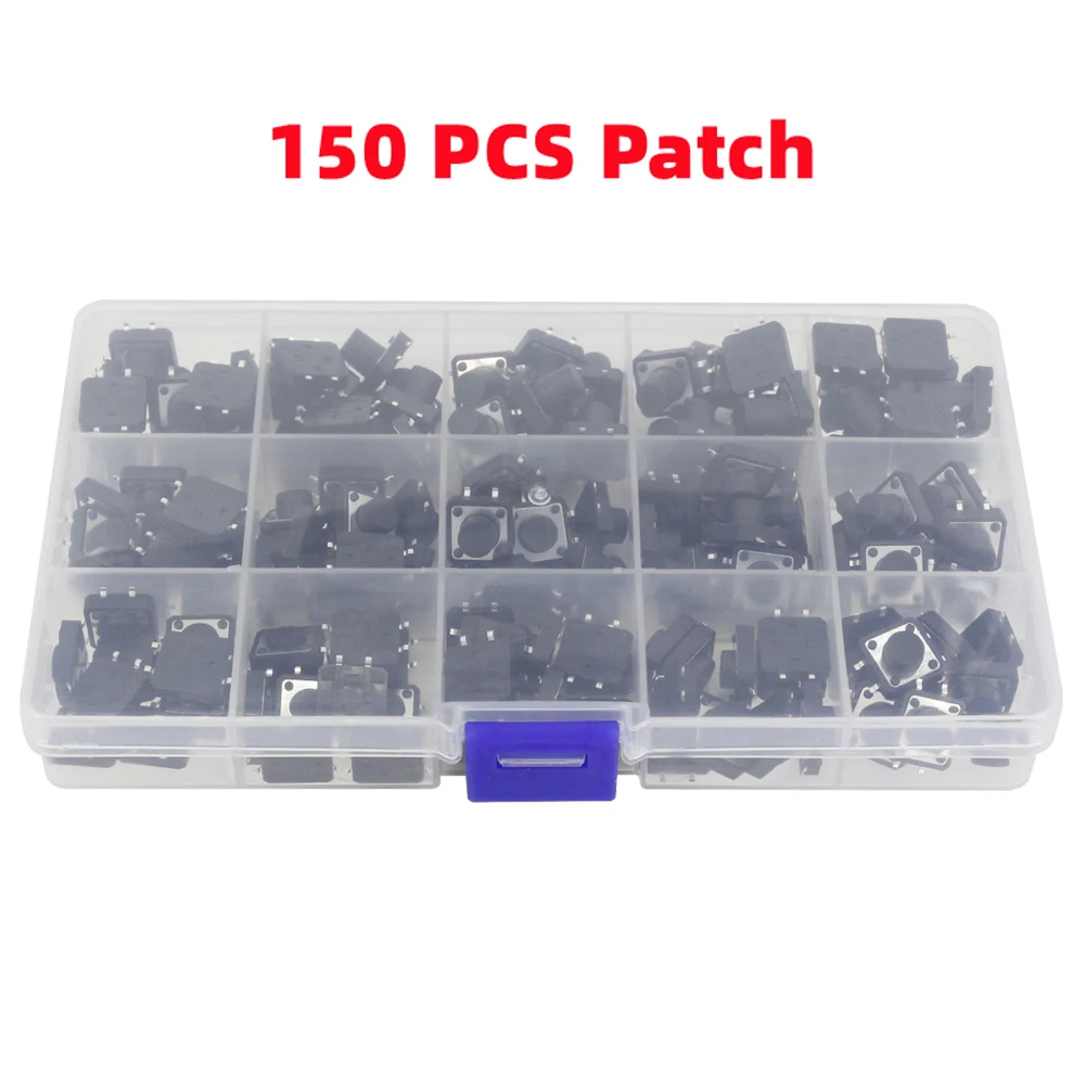 Kit de Interruptor de Botão Tátil Micro Interruptor Dip 4p 15 Modelos 12*12 Altura: 43 513 mm 150 Pcs