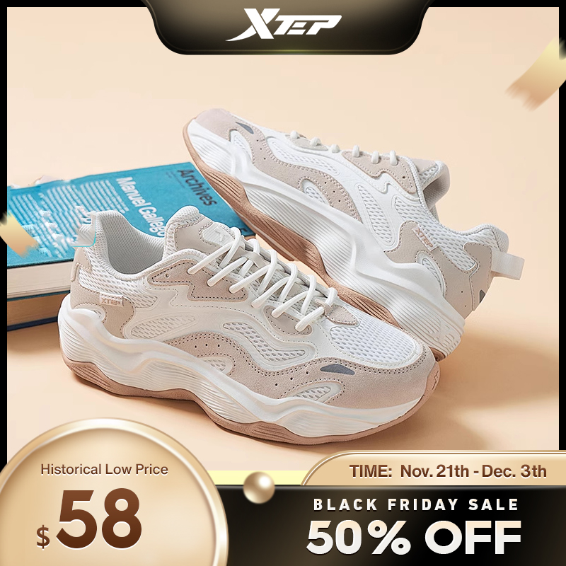 Xtep Casual Shoes For Men 2024 Summer Comfortable Fashion Men's Sports Shoes Increase Non-Slip Lace Up Sneakers 876219320038