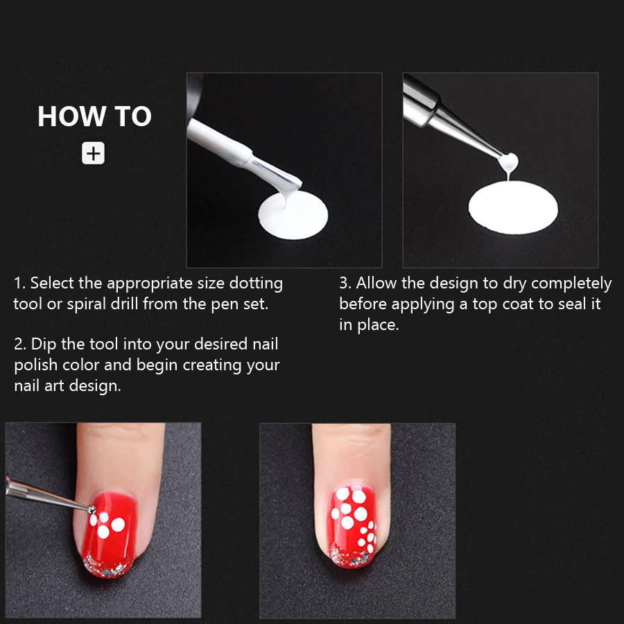 5Pcs 2-Way Nail Art Dotting Tool Set Nail Dotting Pens for Rhinestone Picker Design Drawing and Decoration nail art pen nail art picking tools rhinestone picker pen nail art tools rhinestone picking tool