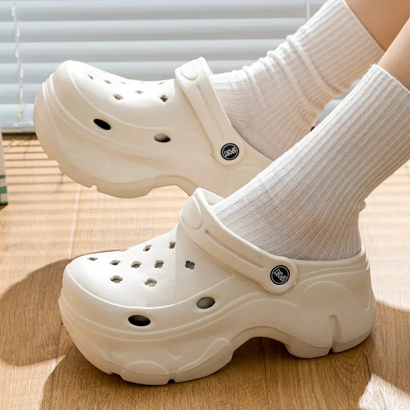 Women Sandals Summer Soft Clogs Indoor Home Casual Non-slip Thick Heel Slipper Outdoor Wear Ladies Thick Sole Garden Slides