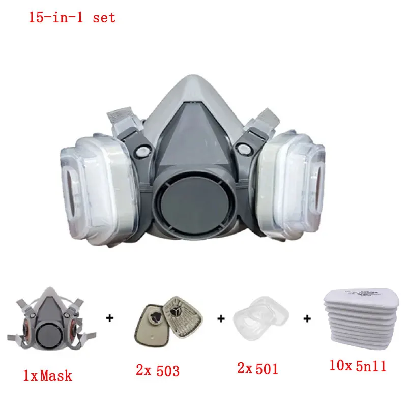 Enhanced Dust and Gas Protection Set with Particle Filters and Safety Goggles for Industrial and DIY Use