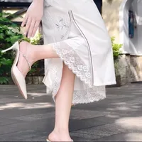 Femmes filles Modal demi glisse sous-jupe basique doux dentelle garniture jupon sous-robe intimes jupe de sécurité sous-vêtements 6