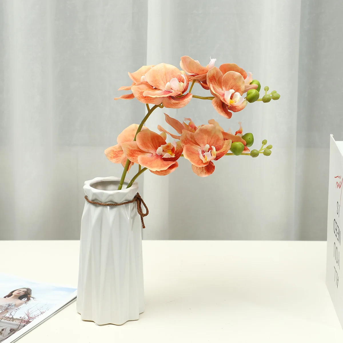 

5-head Moisturizing Phalaenopsis Artificial Flower Home Decoration, Living Room Decoration, Wedding Artificial Flower
