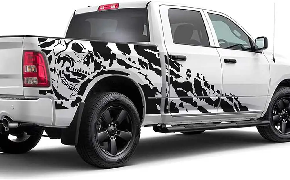 

Bed Nightmare Graphics Decals Compatible with Dodge ram 1500 (Matte Black)