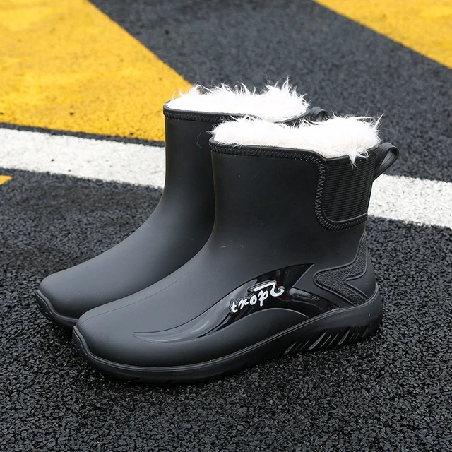 Winter Men's Rain Shoes Windproof Cotton Rain Boots Warm Fashion Slip on  Fishing Shoes Outdoor Waterproof Work Boot Plus Size 44 - AliExpress