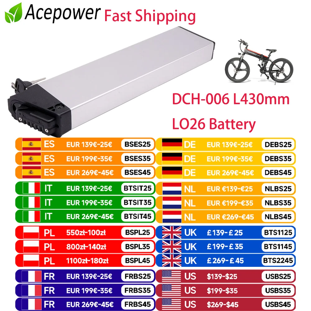 折りたたみ式電動自転車バッテリー,48v,10.4Ah,12.8Ah,14Ah,dch