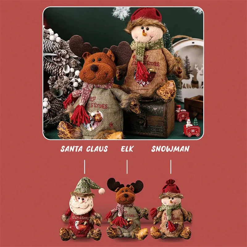 1PCS Christmas Novelty Exquisitely Gift Bag Celebrate Festival Snack Candy Apple Bag Santa Deer Snowman Pattern Present Wrapping