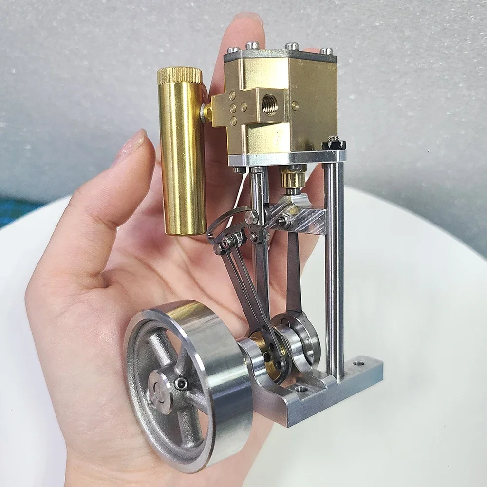 

Латунный одноцилиндровый паровой двигатель DIY, мощный двигатель, возвратно-поступательный Ремень двойного действия, Реверсивный, детская игрушка для взрослых