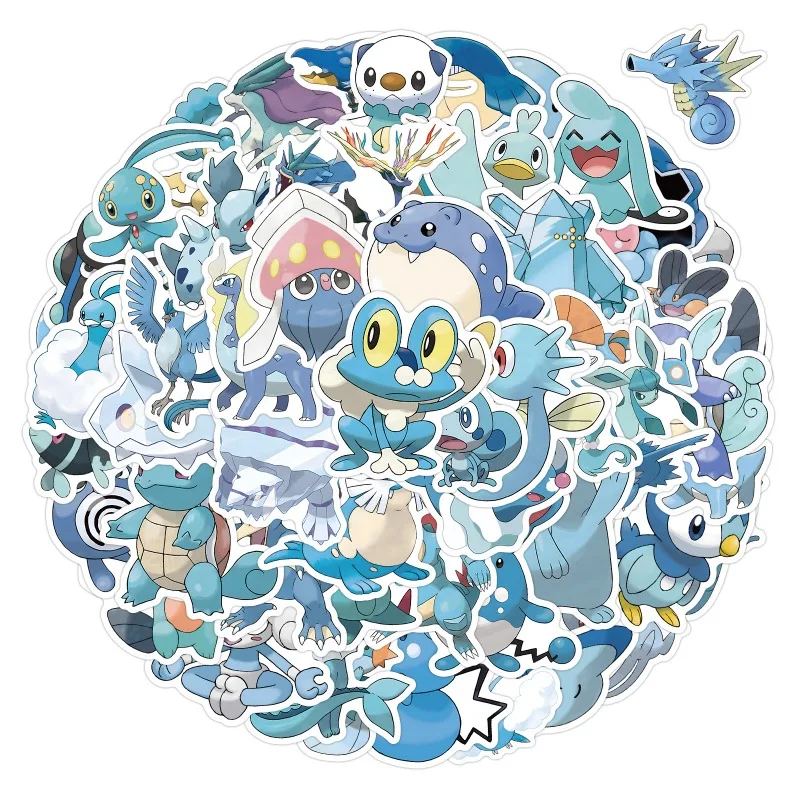 

New 50 PCS Anime Pokemon Kawaii Blue Series Cartoon Graffiti Stickers Car Luggage Water Cup Waterproof Stickers Toys