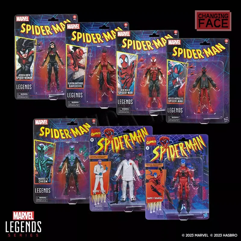 

ML Legends Retro SpiderMan Ben Reilly Chasm Tarantula Miles Morales Rose Elektra Daredevil Jessica Drew 6" Action Figure Toy