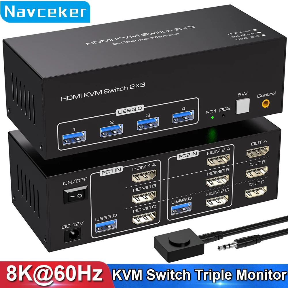 Navceker HDMI KVM切替器 4ポート 4K対応