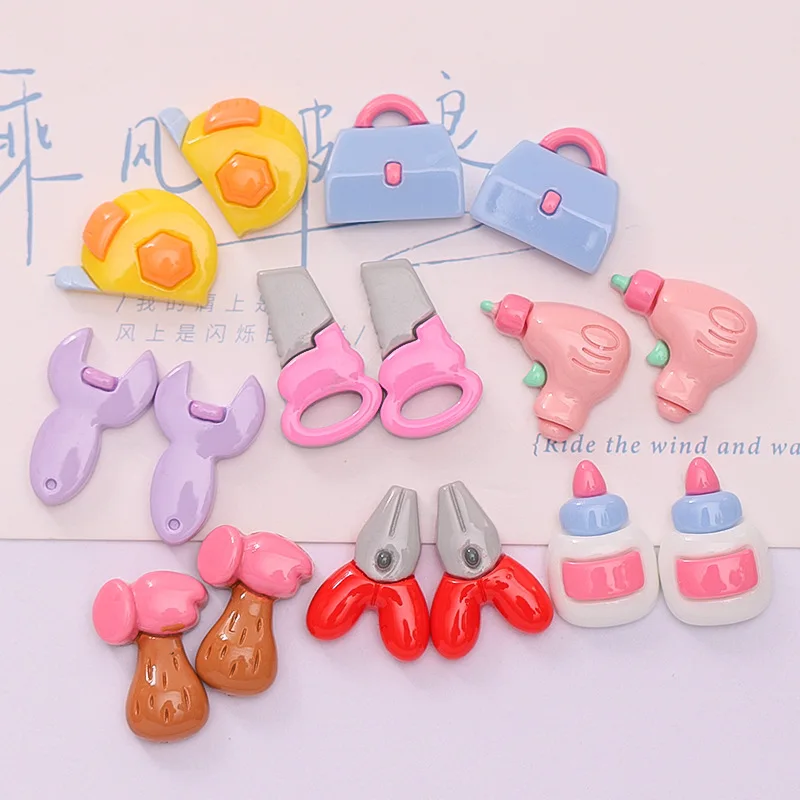 

20pcs Resin Daily Tool Cabochon Flatbacks for Scrapooking Christmas Crafts Making Fake Saw Wrench Tool Cabinet Resin Button